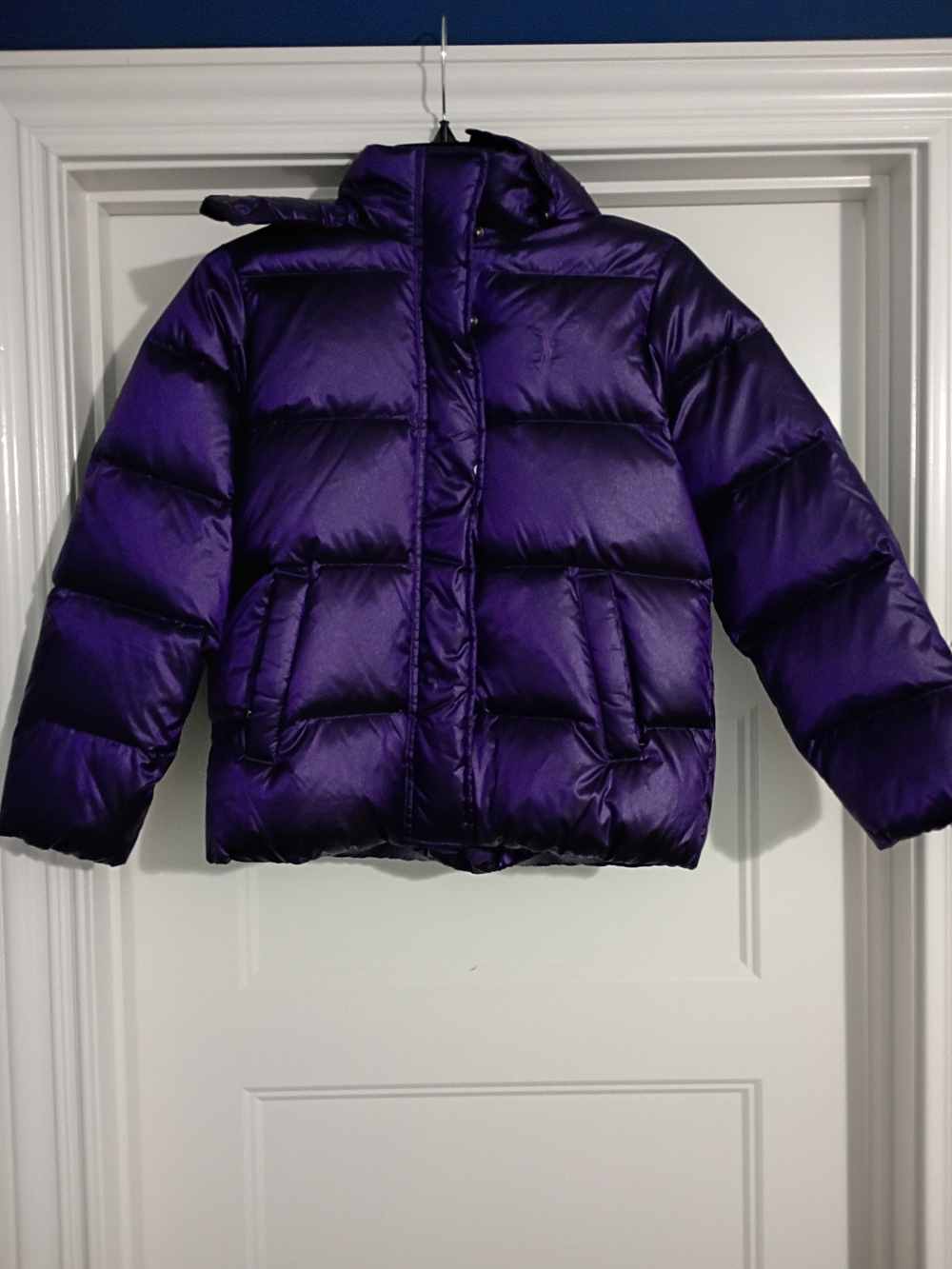Polo Ralph Lauren Carly Purple Down Puffer Jacket Girls Size Medium New w/Tear